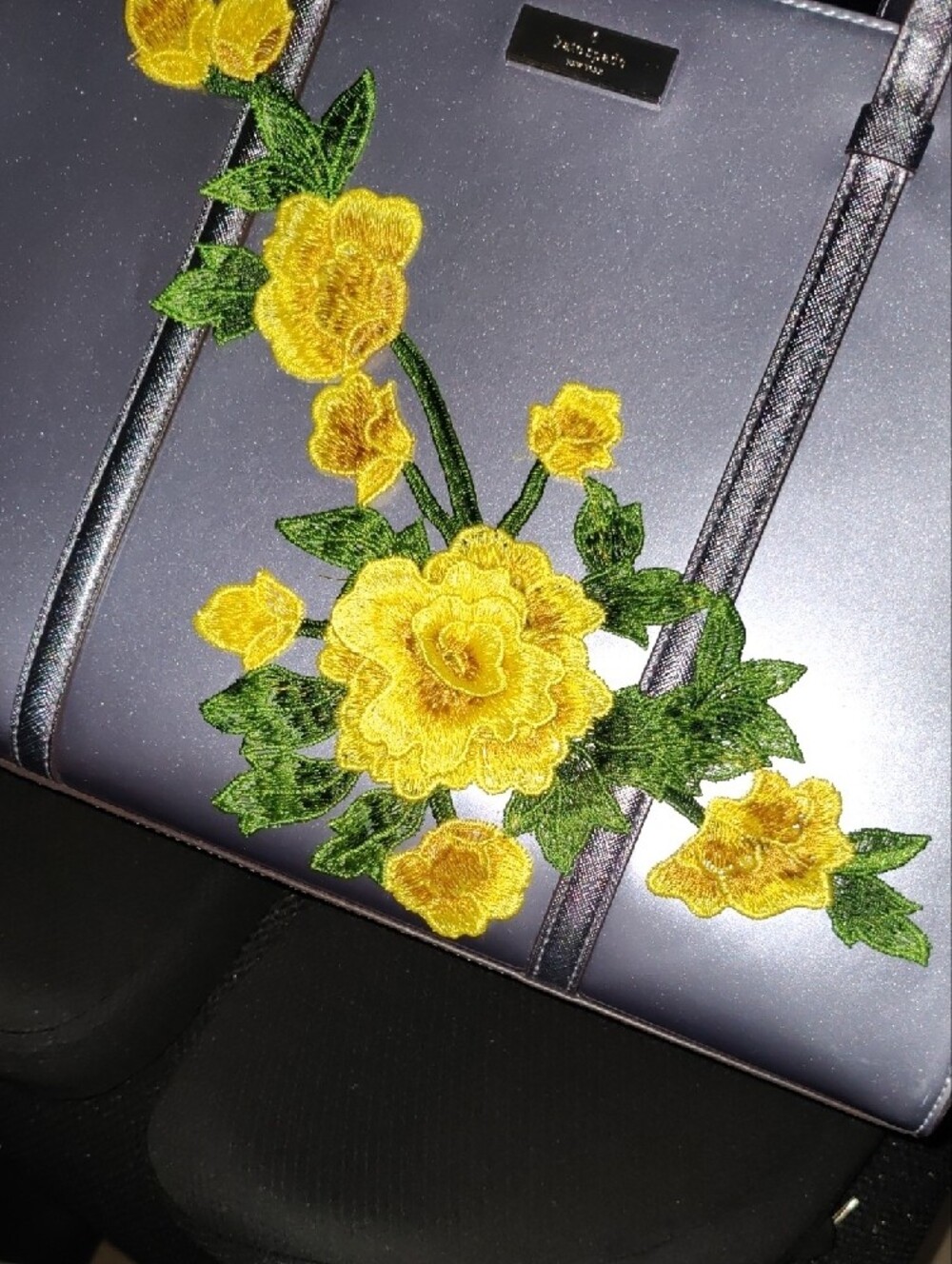 Kate Spade Lilac‑Silver Tote with Yellow Floral Appliqué • Chic & Rare - Picture 16 of 16